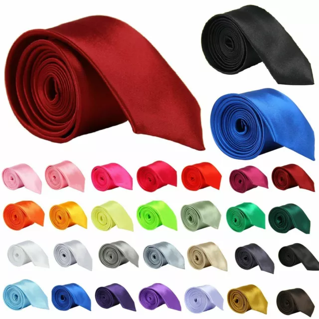 Mens Silk Satin Solid Plain Tie Necktie Classic Solid  Wedding Party Formal Tie