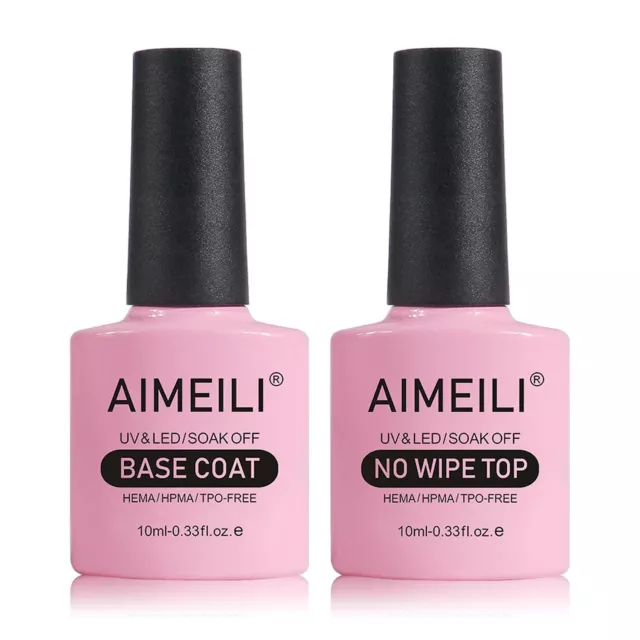 AIMEILI Base e Top Coat Semipermanente Smalto per Unghie in Gel UV LED Soak Off