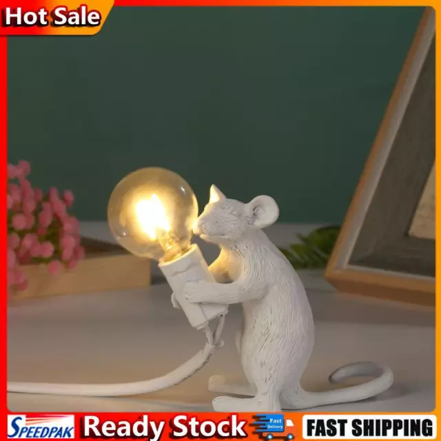 Cute Resin Rat LED Table Lamp Mini Mouse Bedroom Bedside Night Light (B) Hot