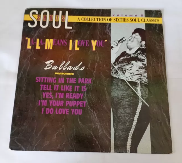 Soul Shots Vol. 5 La La Means I Love You Vinyl Lp 1987 Ultrasonic Clean VG+/VG