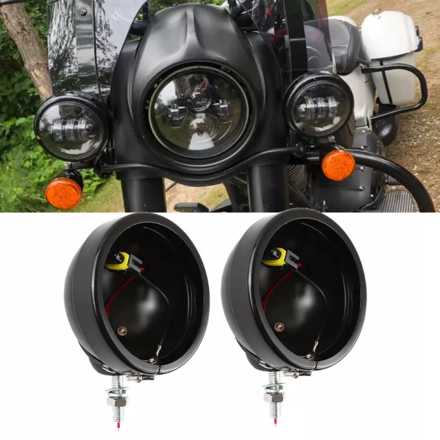 2X 4.5'' 4-1/2 Inch LED Fog Passing Light Housing Holder For Motorcycle Bulbs