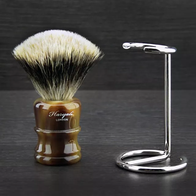 Men's Grooming Silver tip Badger Hair Shaving Brush with Stainless Steel Stand
