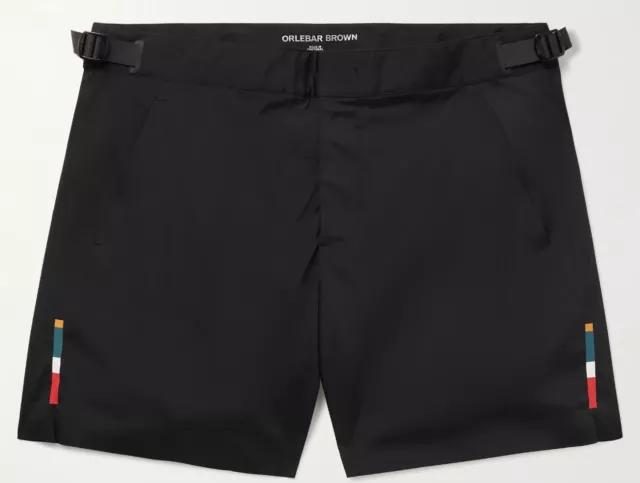 NWT $595 ORLEBAR BROWN Bulldog Bonded Mid-Length Swim Trunks Shorts Black 34