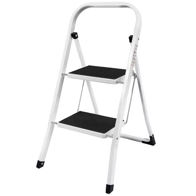 2 Step Ladder Safety Non Slip Mat Tread Foldable Kitchen Stool By Home Discount