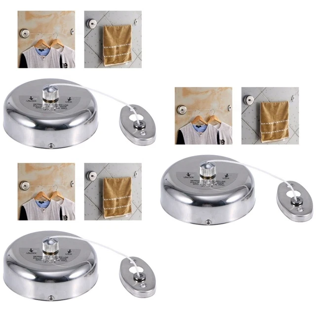 3 pezzi 304 acciaio inox singolo retrattile linea asciugatrice asciugatrice