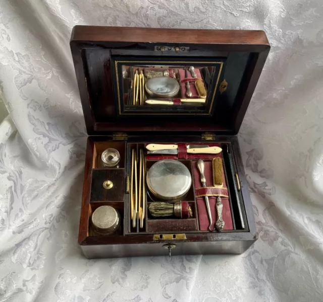 Rare Complete Georgian Officers Vanity Box, With Silver Contents.