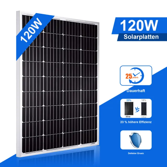 120W Módulo Solar Monocristalino Eficiente Panel Solar Para Autocaravana Coche Camping