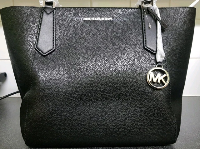 MICHAEL KORS KIMBERLY Small Bonded Tote MK Signature PVC Bag Brown Light  Cream EUR 115,30 - PicClick IT