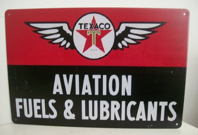 Vintage Retro Design Texaco Aviation Fuels & Lubricants Tin Sign Garage Mancave