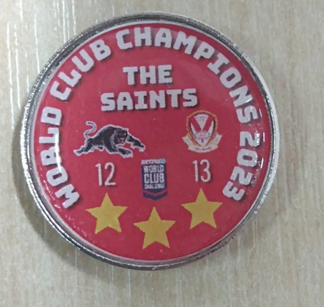 2023 ST HELENS WORLD CLUB CHAMPIONS, RETRO RUGBY LEAGUE  PIN BADGE b