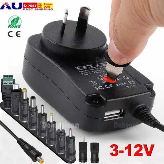 30W Universal Power Supply Adapter AU Converter AC/DC 3V 5V 6V 9V 12V 6/14 Tips