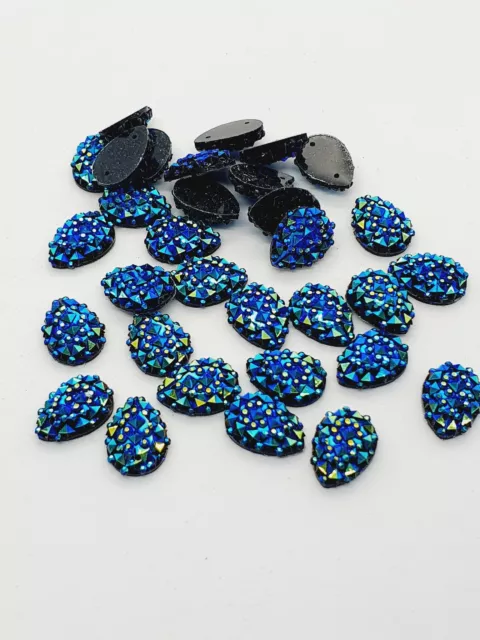 black blue ab sew stich on JEWEL 14mm GEM CRYSTAL RHINESTONE trim Bead