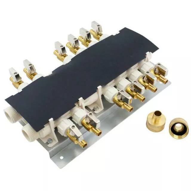 Apollo 12 Port Brass Valves PEX Manifold 6907912CP with shut/off valves