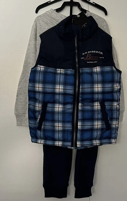 NWT GH Bass Kids' 3-Piece Set, Boys Size 5 Vest, Long sleeve And Sweat Pants