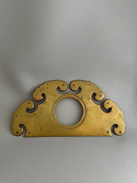 Antique Vtg Solid Brass Applique Mount Pediment Cameo Medallion Plaque
