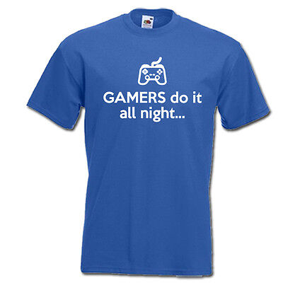 GAMERS do it all night xbox playstation gaming eat sleep game funny mens t-shirt