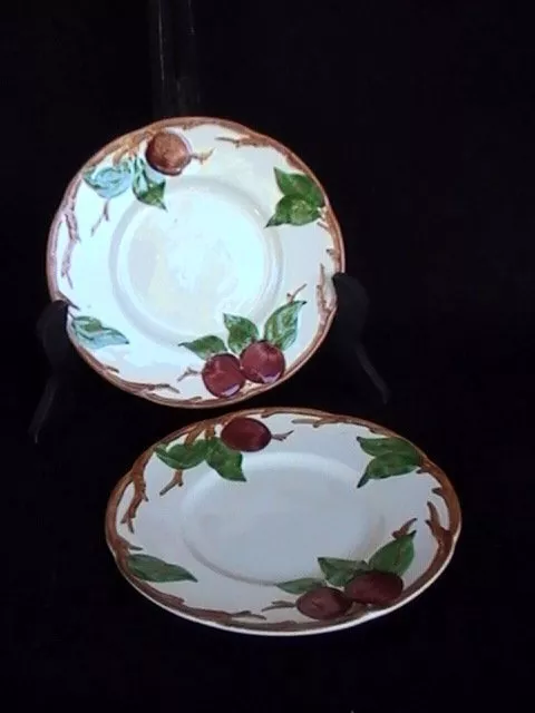 Franciscan Apple 2 Bread/Butter Plates Cream Red Apples/Green Leaves/Brown Branc