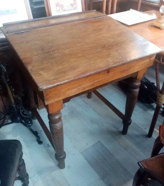Antique Victorian clerks Oak sloped top writing desk