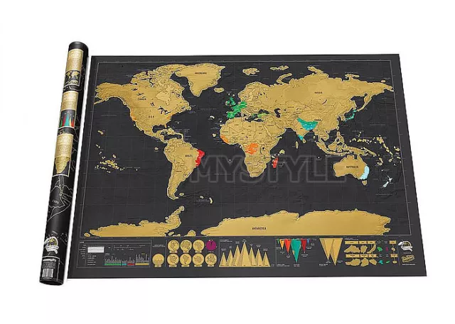 Deluxe Large Scratch Off World Map Personalized Travel Poster Travel Atlas Decor 2