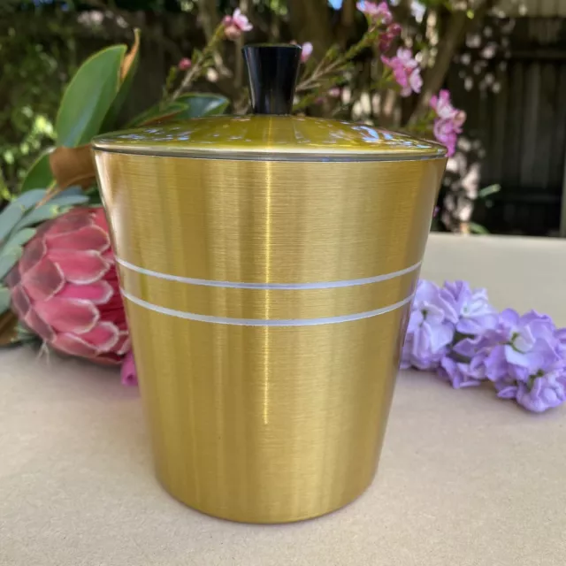 Vintage Atomic Gold Anodised Ice Bucket With Insert Retro Mid Century Bar wares