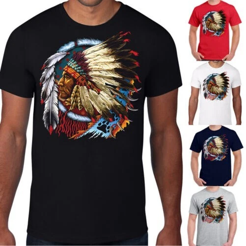 Uomo Nativi Americani Capo Indiano T Shirt Warrior T-Shirt Grafico T-Shirt S-3X