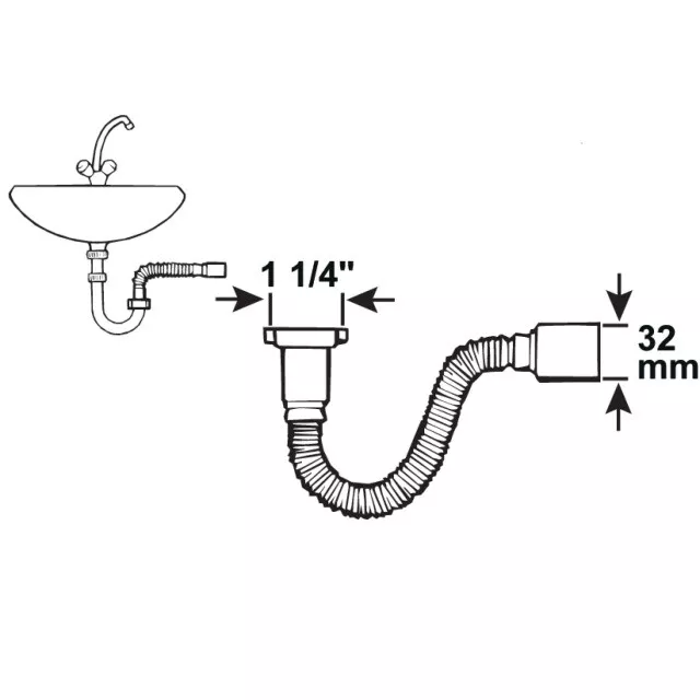 Anschlussrohr Ausziehrohr Kunststoff weiß 11/4" Zoll ø32mm 320mm bis 850mm Länge 3