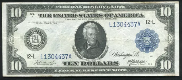 Fr. 948 1914 $10 Ten Dollars Large Size Frn Federal Reserve Note Rare 38 Known