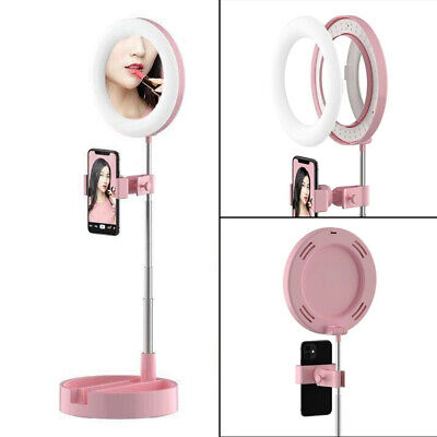 Lámpara espejo de escritorio con anillo LED regulable de 6" para maquillaje de transmisión telefónica