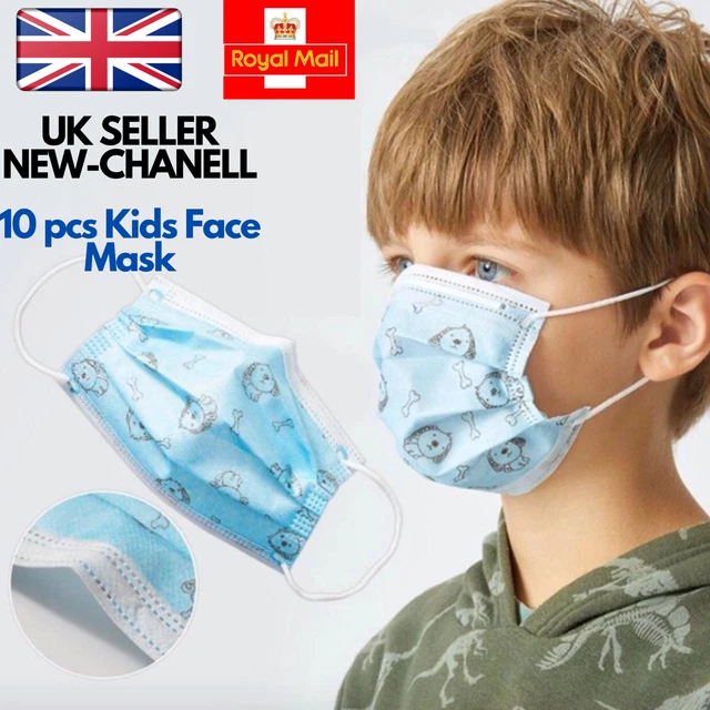 UK CHILDRENS KIDS Face Mask Breathable Disposable Mouth Protection