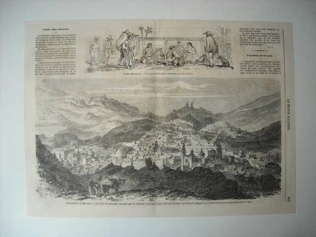 Gravure 1864. Expedition Mexique. Ville De Guanajato , Occupee Par Troupes Ffran