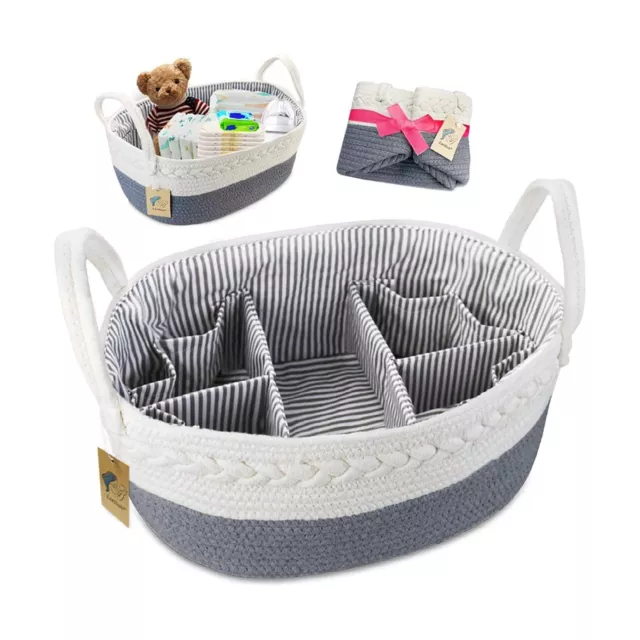 Lzellah Baby Diaper Caddy Organizer - Extra Large Nappy Caddy Rope Nursery St...
