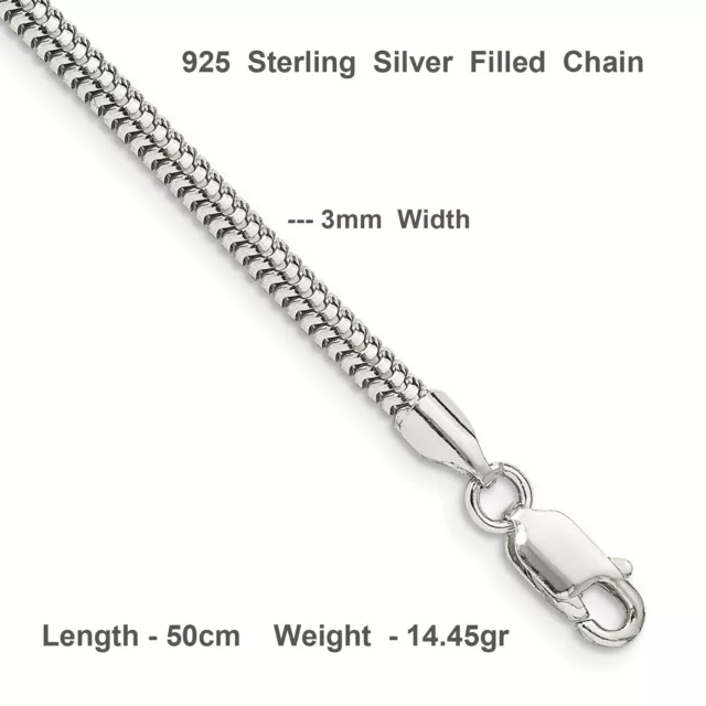 Necklace Real 925 Sterling Silver Filled Solid Fine Snake Link Ladies Chain 50cm