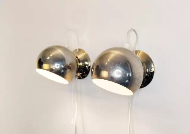 Mid century atomic eyeball lamps, gold, ABO Randers of Denmark, Scandinavian