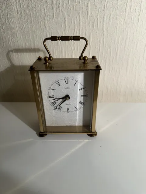 Vintage Acctim Brass Carriage Mantle Clock, German Working