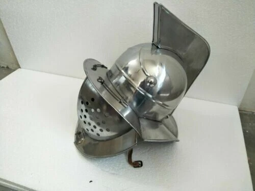 Casque Maximillien En Acier 18G – Noir – LARP/Combat Médiéval – Reproduction Inde