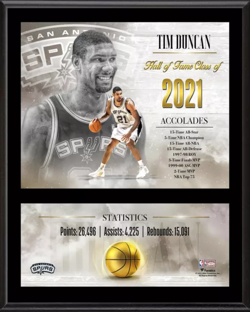 Tim Duncan San Antonio Spurs 12" x 15" Hardwood Classic Sublimated Player Plaque