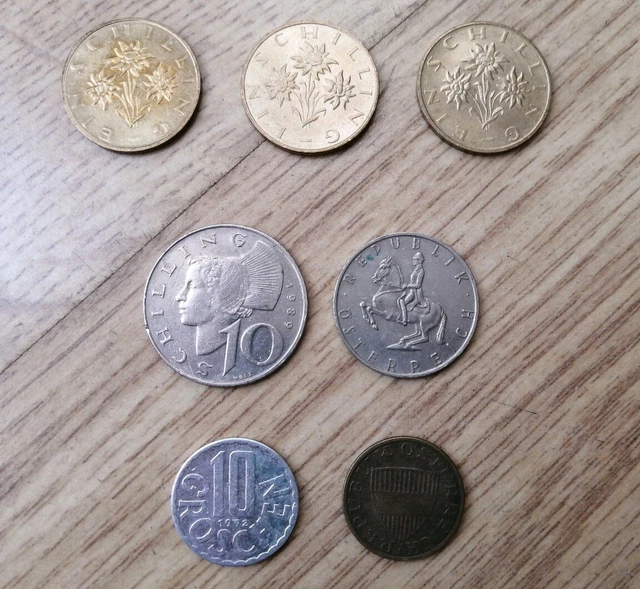 Old Vintage Austria Republik Osterreich Schilling Groschen Coins Pre-Euro 1970~