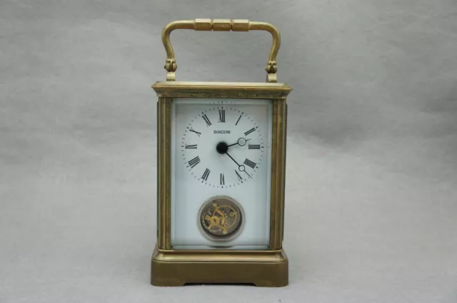 Antique Brass Tourbillon Carriage Clock with Roman Number with White Porcelain