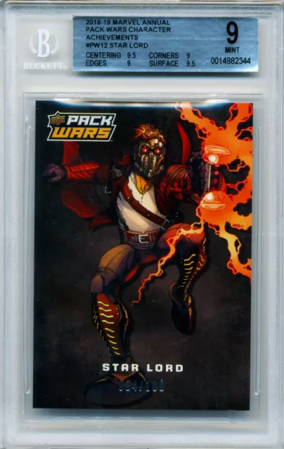 2019 Marvel Annual Star Lord /100 Pack Wars Character Achievements Card BGS 9