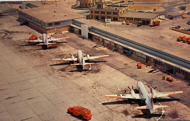 Airport Buffalo New York NY 1950s Texaco Oil Airplanes Planes Aviation Postcard