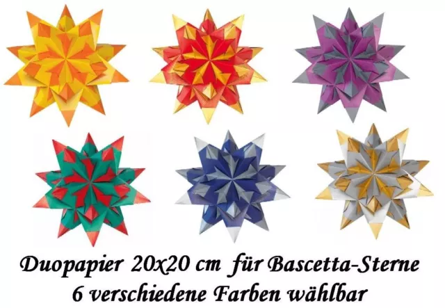 Faltblätter Bascetta Duopapier Faltsterne 20x20 cm 6 versch. Farben