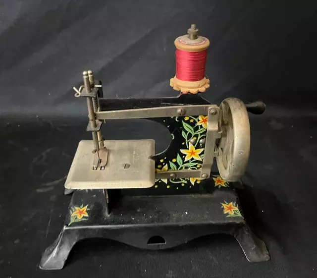 Pre Owned Hand Crank Sewing Machine In Original Decoration Made In Germany