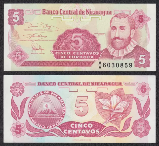 Nicaragua  5 Centavos  1991  Pick 168(1)  SC = UNC