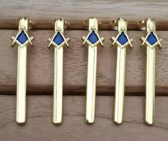 5  Gold Plated Masonic & Blue Pen Clip For Slimline Pen Woodturning Project Kit