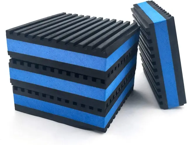 LBG Products Rubber Anti-Vibration Isolation Pads,4" X 4" X 7/8" Heavy Duty Blu