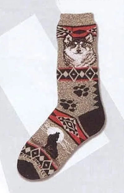 Wildlife Animal WOLF FACE Blanket Adult Socks Medium 6-11...Clearance Priced