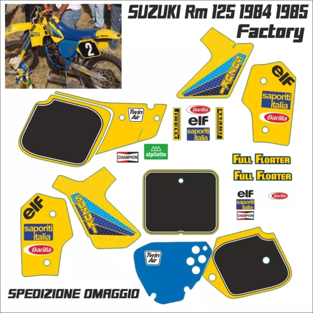 SUZUKI rm 125 Cross 1984 1985 Factory adesivi in kristal