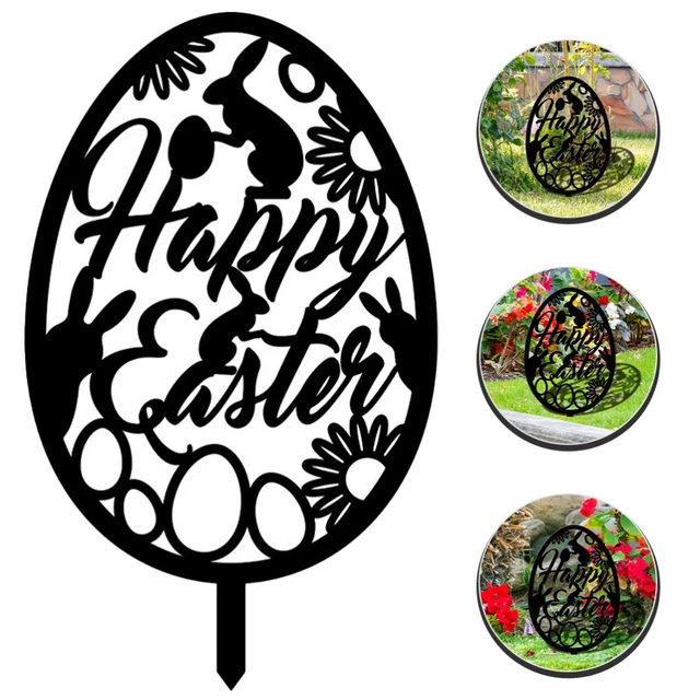 Inserimento uovo di Pasqua albero di primavera decorazioni pali da giardino decorativo nero acrilico