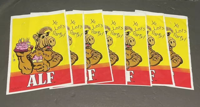 6 ALF Vintage 1987 Plastic Lunch Bags Yo Lets Party