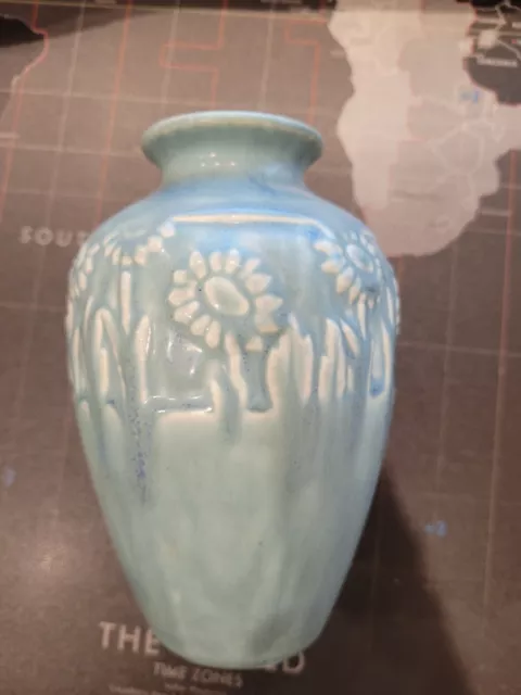 ROOKWOOD POTTERY VASE blue 5.5" Sunflower 2591 from 1929